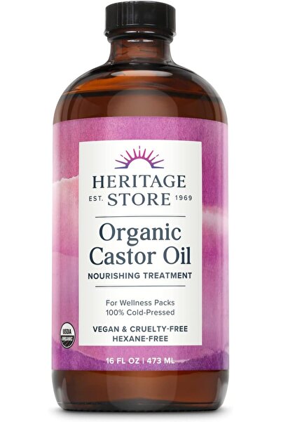 HERITAGE Store Palma Christi Organic Castor Oil | Hair and Eyebrow Growth | Skin Moisturizer | Cold