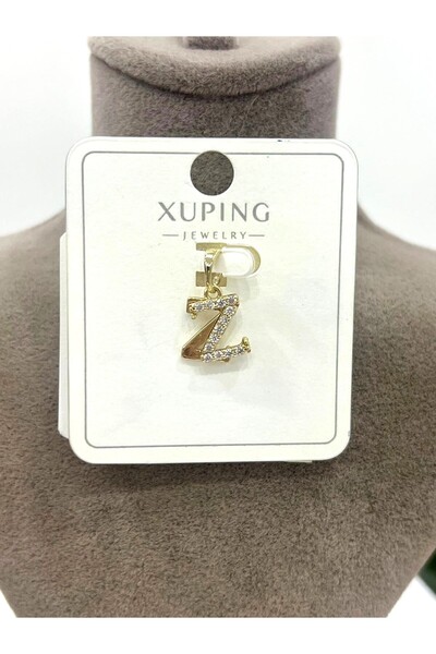 XUPING JEWELRY Zirkon Taşlı Harf Z Kolye Ucu (14k Gold 1x1cm)