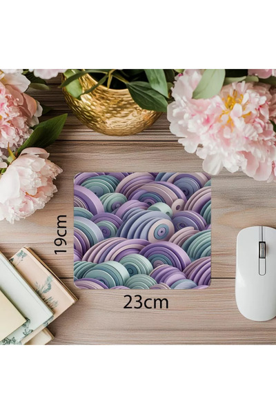 Wisdom Rain لوحة ماوس نصف دائرية من النعناع واللافندر - 19 × 23 سم 2 مم مستطيلة مطبوعة مستوردة