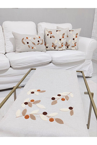 Körfez Kırlent Nakış İşleme Punch Kırlent Kılıfı Runner 3+1 Kombin