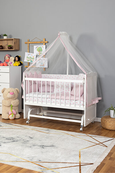 BamgidooMobilya Doğal Ahşap Beşik Anne Yanı Sallanır 70X130 - NAKIŞLI Uyku Se...