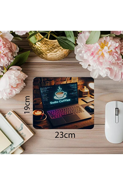 Wisdom Rain لوحة ماوس مكتبية مع كوب نصف مملوء - 19 × 23 سم 2 مم مستطيلة مطبوعة مستوردة