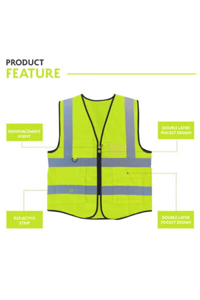 Generic Pack of 12 High Visibility Multi Use Vest Safety and Utility in Bright Yellow
