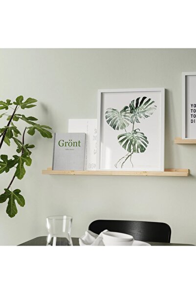 IKEA QUİCK Ahşap Çerçeve Rafı Uzunluk 45 Cm Duvar Fotoğraf Rafı Masif Çam Dekoratif Raf