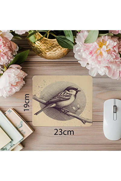 Wisdom Rain تصميم لوحة ماوس مرسومة يدويًا على شكل طائر - لوحة ماوس مطبوعة مستطيلة مستوردة مقاس 19 × 23 سم مقاس 2 مم