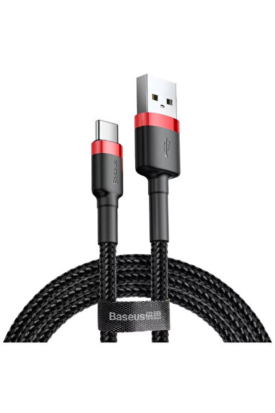 Baseus بيسوس- كيبل Cafule يو إس بي إلى تايب سي 1 متر - أسود في احمر