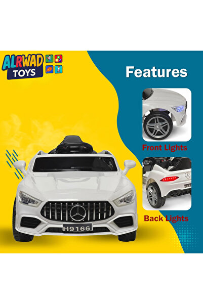 ALRWAD Electric car, luxury Mercedes ride-on car, 12V battery, 2 motors, remote control, music