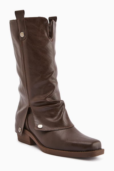 Limoya Γυναικείες μπότες Fadia Brown με κοντό μύτη και φυσούνα