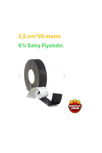 Store 6 ADET-Merdiven Zemin Kaydırmaz Bant (2,5 CM X 25 METRE) Yapışkanlı Kay...