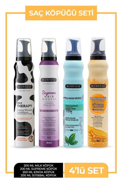 Morfose Saç Köpüğü 4 lü Set Milk+Supreme+Kinoa+Süt Bal