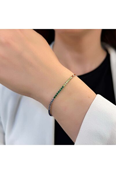 Bijuteria SORELLY Brățară tenis din argint cu pietre multicolore