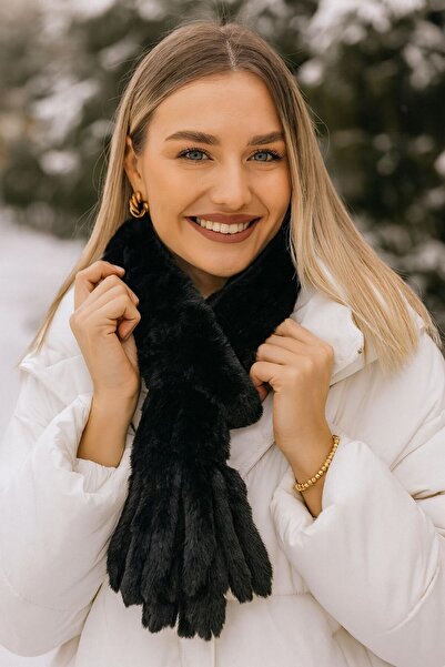 FELLMENS Чорний плюшевий комір з китицями, що проходить всередині