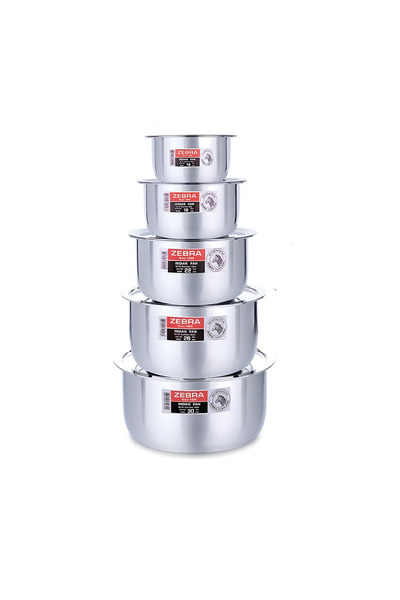 Zebra THAILAND Stainless steel 10pcs pot set big size (16,20,24,28,32cm) Capacity(1.5,3.0,5.2,8.0,12.0 L)