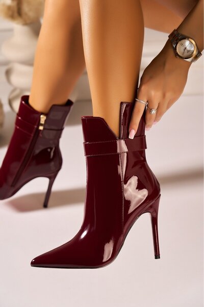 Joana Ghete elegante pentru femei, cu aspect de bordeaux, lăcuite