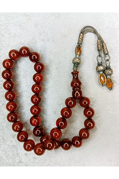 Tesbihgo 1000 Ayar Gümüş Kazaz Püsküllü Omari - Helezon Sıkma Kehribar