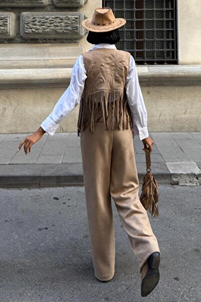 Lijuri Σετ γιλέκο με φούντες από σουέτ 10273