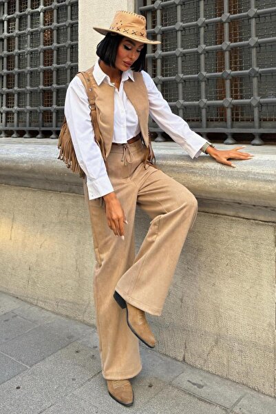 Lijuri Σετ γιλέκο με φούντες από σουέτ 10273