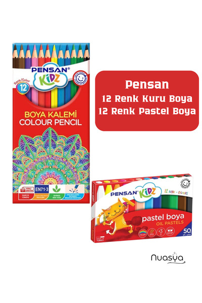 Pensan Kidz 12 Color Dry Paint and Pastel Paint Set of 2 - Children's Paintin...