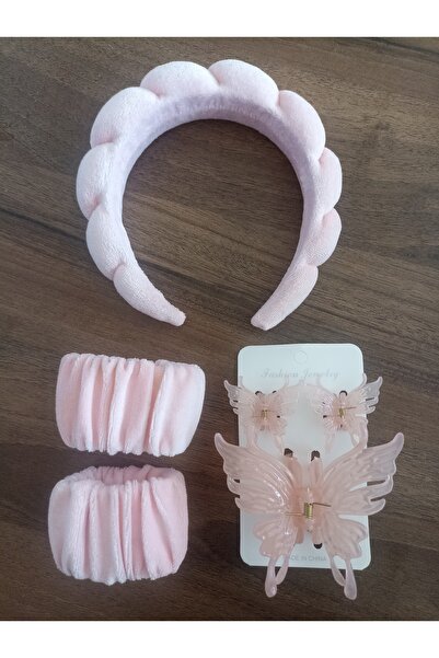 MutluBiDünya Yüz Yıkama Bakım Spa Tacı ve Mandal Toka Seti