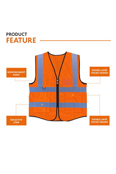 Generic Pack of 12 High Visibility Multi Use Vest Safety and Utility in Bright Orange