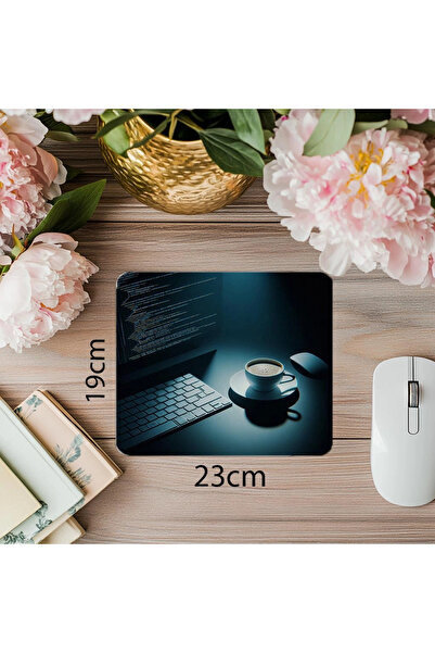 Wisdom Rain Mousepad cu codare minimalistă în mod întunecat - 19x23 cm 2 mm d...