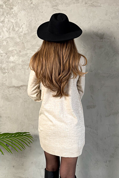 ModaPlaza Women's Pompom Patterned Turtleneck Knitwear Tunic 5211