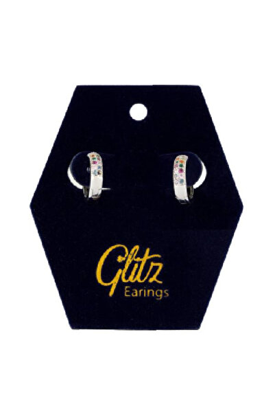 Glitz جليتز حلق اذن الوان متعدده دائره فضي