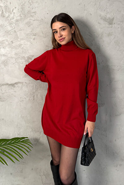 ModaPlaza Kadın Ponpon Desenli Balıkçı Yaka Triko Tunik 5211