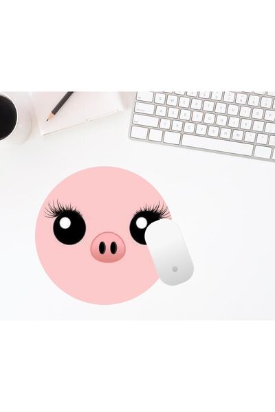 FenerciHediyelik لوحة ماوس دائرية لطيفة على شكل خنزير مطبوع