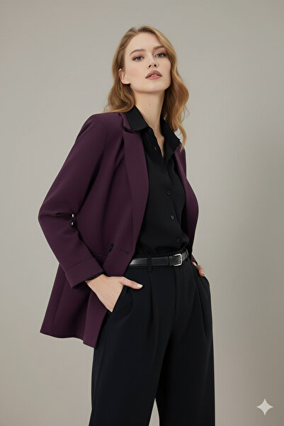 Lovely butik İKİ DÜĞMELİ OVERSİZE BLAZER CEKET TOK KUMAŞ