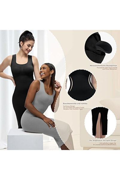OEM Shapewear Dress with Slit, Abdomen Shaping Seamless Bodywear for Women