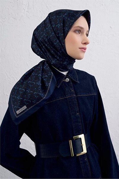 Armine Tivil Pure Silk Scarf 9405 - 87 Μπλε ναυτικό μεικτό σχέδιο