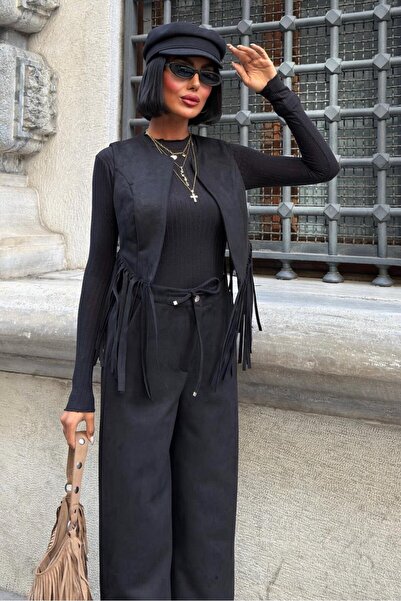 Lijuri Σετ γιλέκο με φούντες από σουέτ 10273