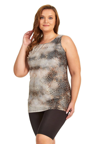 fantastik store Argento 0755-9011 Leopard Short Sleeve Tankini