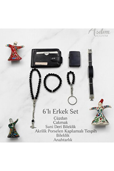 Lio20 Brățară portofel din piele artificială, brățară cu breloc pentru rugăciune, acoperită cu porțelan, set de 6