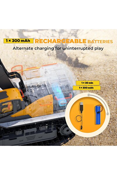 TOYFEST Uzaktan Kumandalı Sesli ve Işıklı Damperli Kamyon 9 Kanal Şarjlı RC İnşaat Aracı - 1/18 Ölçek