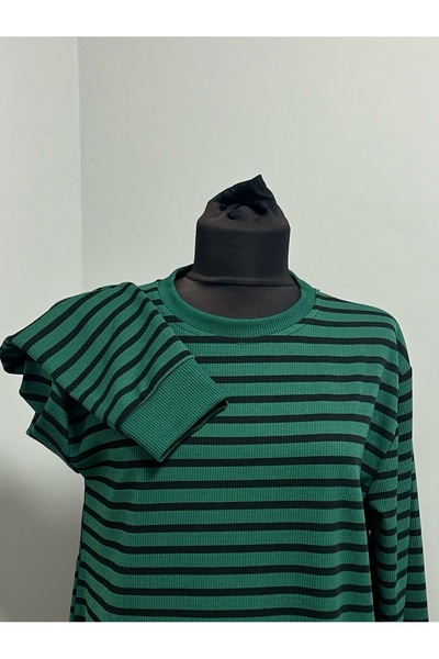 MSA Giyim Γυναικείο μακρυμάνικο ριγέ φορμάκι με λεπτομέρεια με σχισμή, καθημερινό ελαστικό τουνίκ, χτενισμένο βαμβακερό