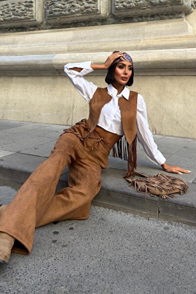 Lijuri Yeleği Püsküllü Süet Takım 10273