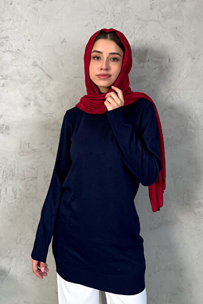 ModaPlaza Жіноча туніка з рибальським коміром і помпонами 5211