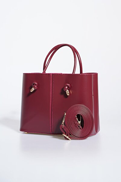 Moda Pie Geantă de damă cu detaliu cu nod, cu închidere rapidă, roșu claret