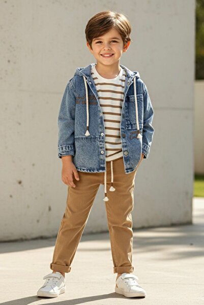 Minigimin Cicileri Set de 3 piese pentru băieți cu jachetă din denim cu detal...