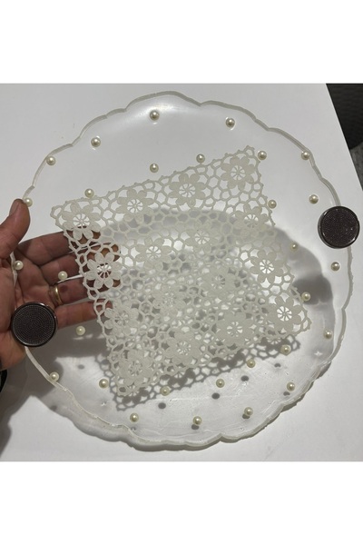 Pelince Lace Transparent Epoxy Tray Series (Handcrafted Lace Detail - 30 cm)