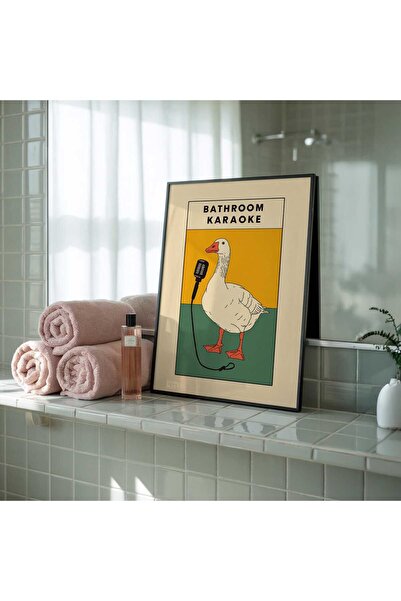 NinaStore Komik Ördek Banyo Karaoke Posteri: Tuhaf Hayvan Mizah Sanatı ( & )
