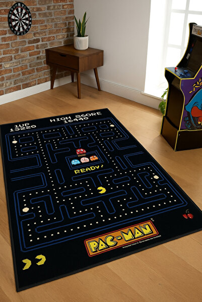 New colors Pac-Man Desenli Oyun Temalı Çocuk Odası Halısı – Kaymaz Taban, Yum...