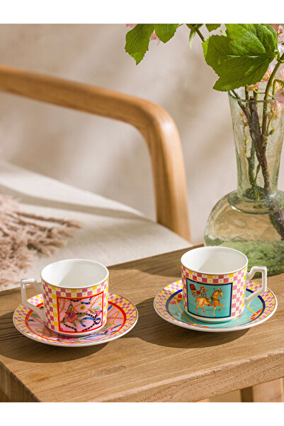 LC Waikiki Azestrend New Season Printed 2-Person Porcelain Coffee Cup Set 90 ml