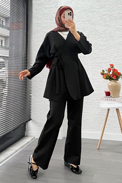 MELEK ARAZ Double-Breasted Collar Pen Design Scuba Suit - Black