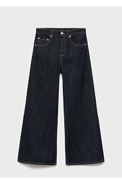 MANGO Woman Düğmeli wide-leg jean pantolon