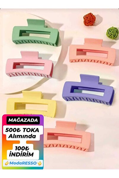 modares Women's 6 Pieces Rectangular Light Color Large Clasp Buckle 9 cm