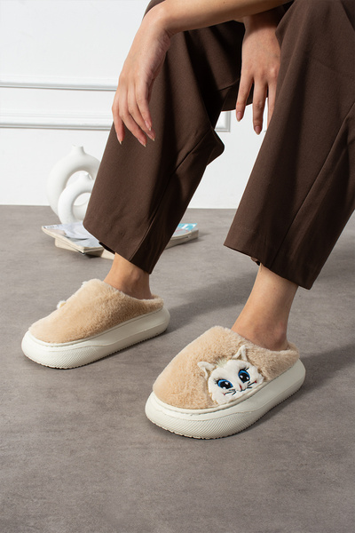 LAMEDORE Γυναικείες παντόφλες από βελούδινο γάτα – Μαλακά, ζεστά, χειμερινά παπούτσια για το σπίτι με αντιολισθητική σόλα