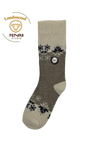 FENRA STUDIO Дамски зимни термо чорапи от вълна от агнешко руно, с пълна подп...